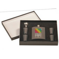 6 Oz. Black Flask Set in Presentation Box